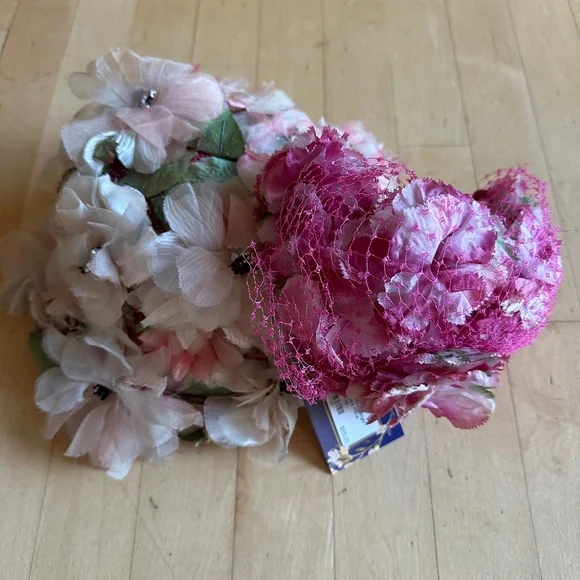 1950's Vintage Designer floral hat set of 2, G1067